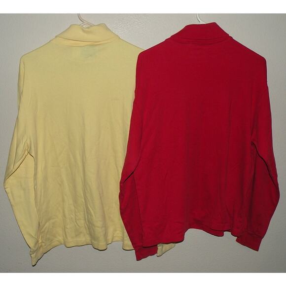 Lot 2 Vtg Eddie Bauer Men’s Large LS Turtle Neck Shirts Yellow Red Made USA - Picture 3 of 3